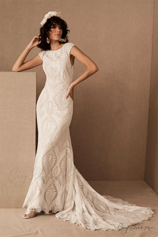 Cherished Love Lace Trendy Mermaid Wedding Dress Ivory / 2