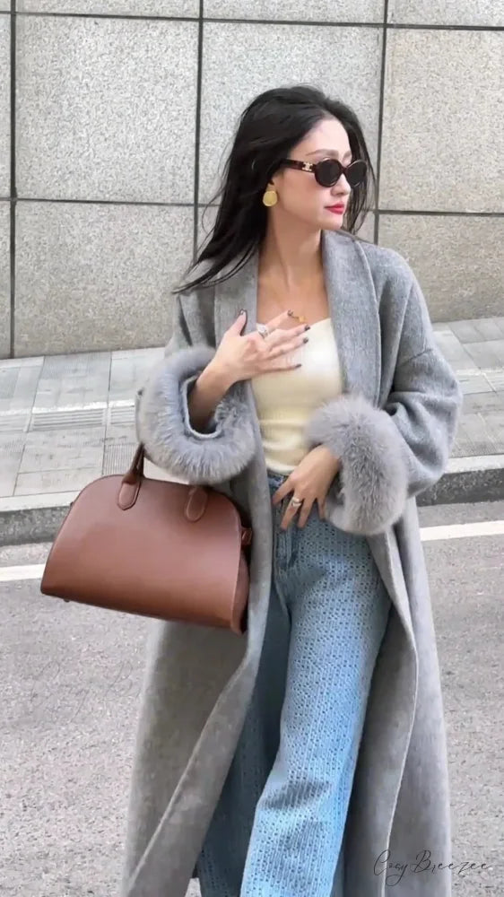 Chic Brown Woolen Tops Coat Gray / S overcoats-241228