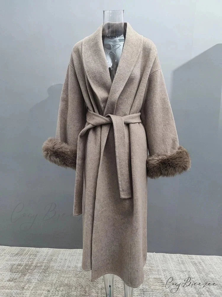 Chic Brown Woolen Tops Coat brown / S overcoats-241228