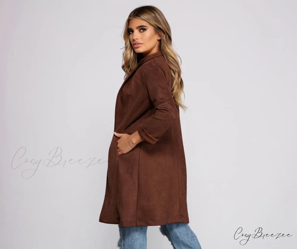 Chic Faux Suede Blazer