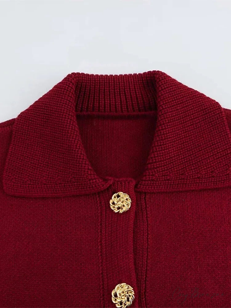 Chic Lapel Solid Single Breasted Pockets Long Knit Cardigan cardiagn-250126