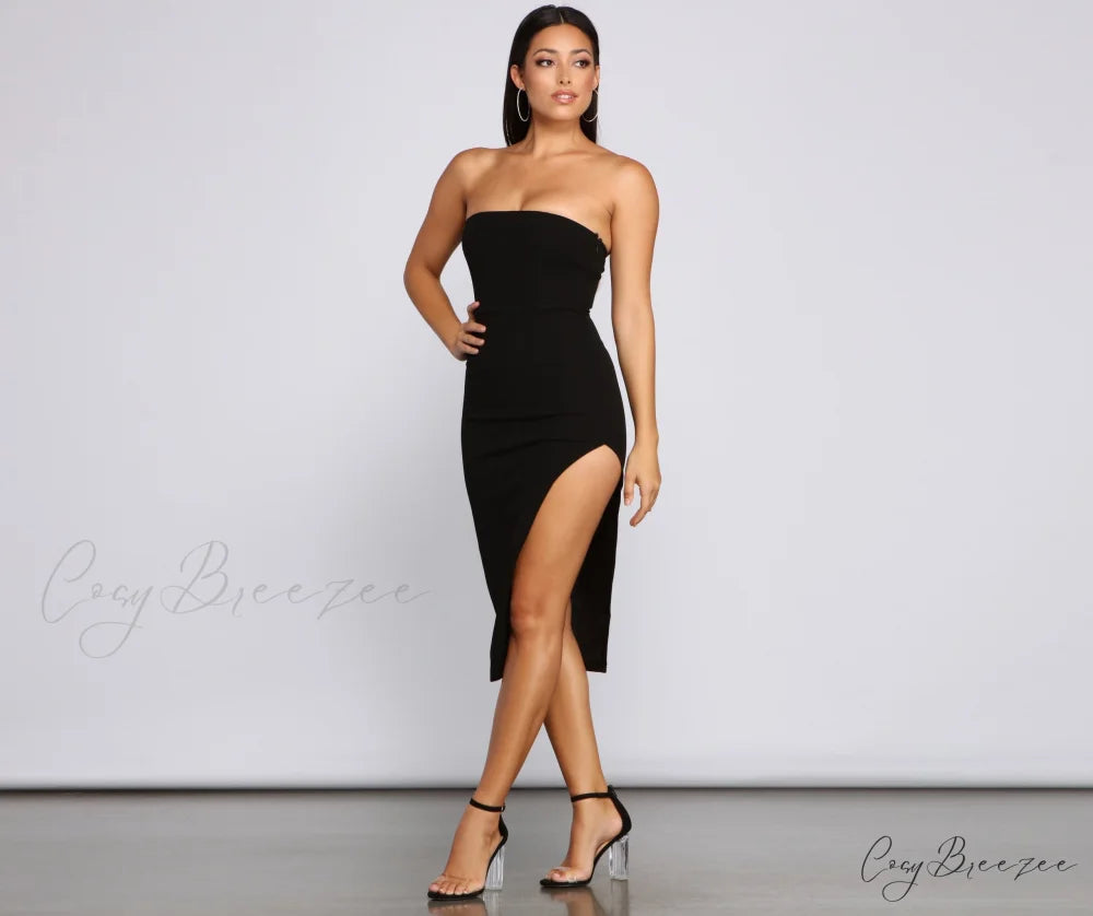 Chic Status Stylish Strapless Midi Dress