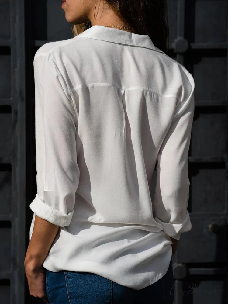 Chiffon Collar Relaxed Office-ready Blouse blouse-250126