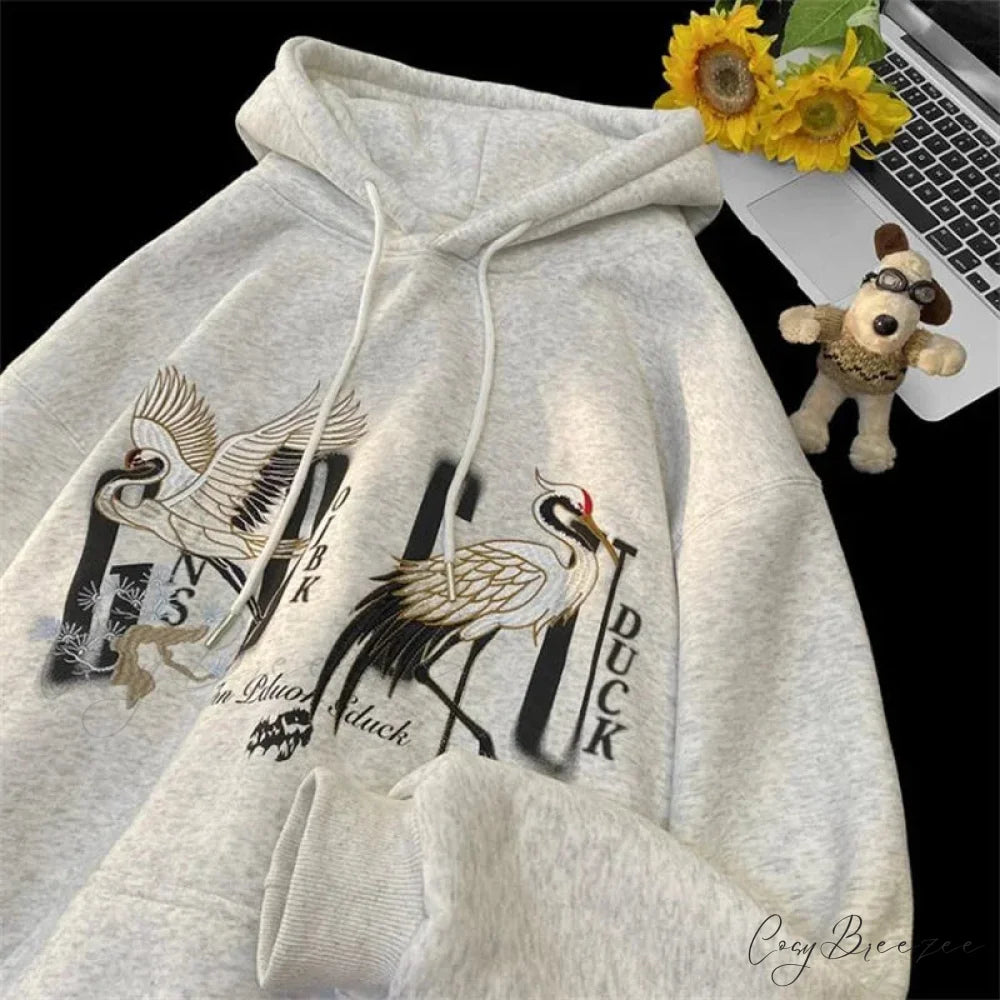 Chinese Crane Pullover Hoodie hoodies-241228