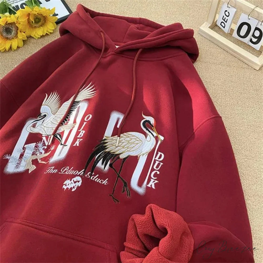 Chinese Crane Pullover Hoodie hoodies-241228
