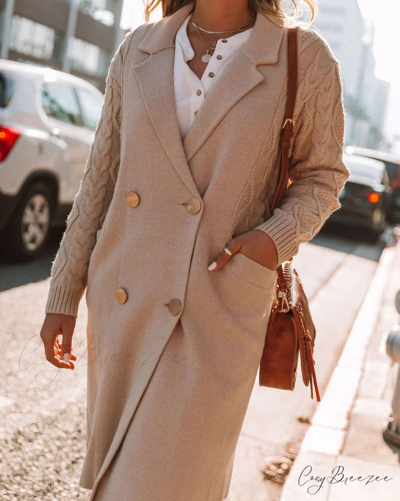 Christi Cable Knit Coatigan - Taupe