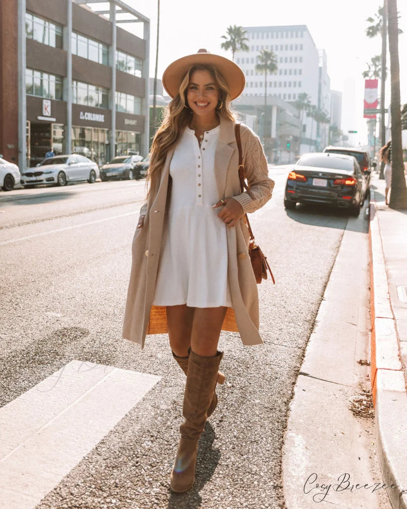 Christi Cable Knit Coatigan - Taupe