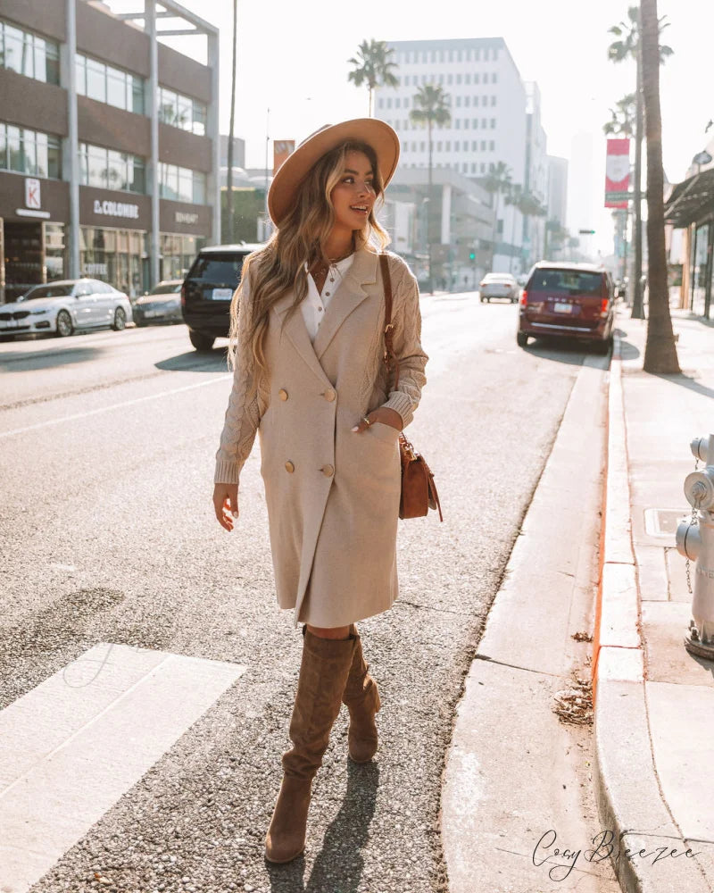 Christi Cable Knit Coatigan - Taupe