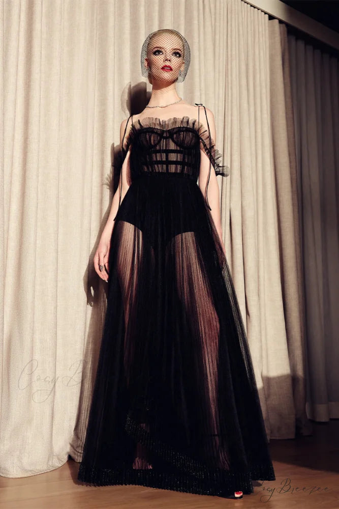 Christian Black Sheer Trendy Evening Maxi Dress Black / 2