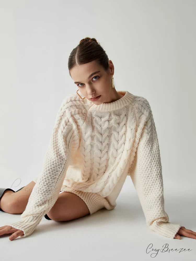 Chunky Cable Graceful Knit Oversized Sweater