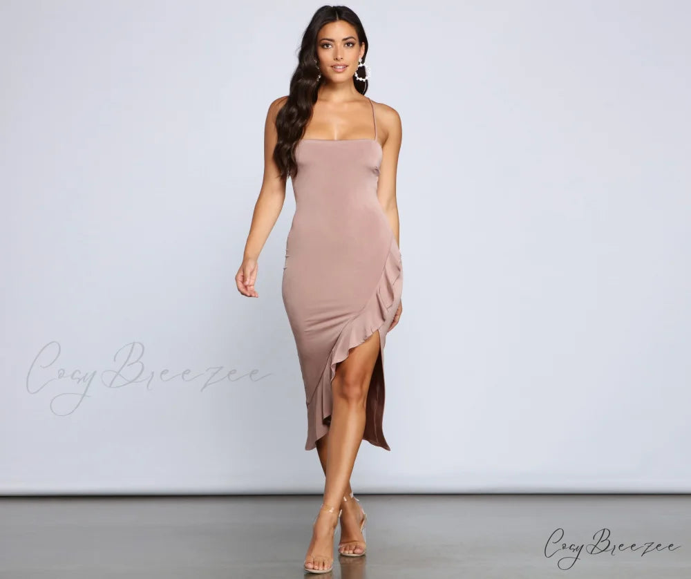 City Chic Stylish Ruffled Midi Dress