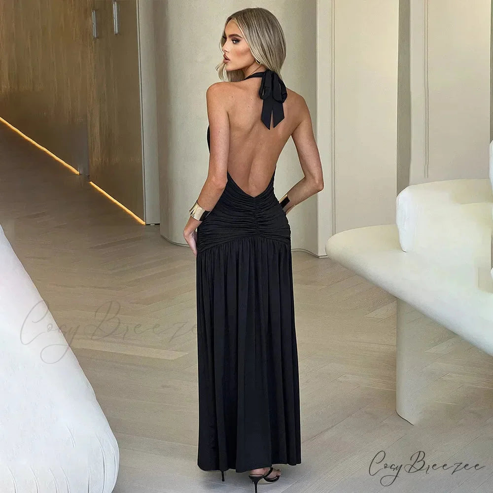 CLARA Elegant MAXI DRESS Coffee / M