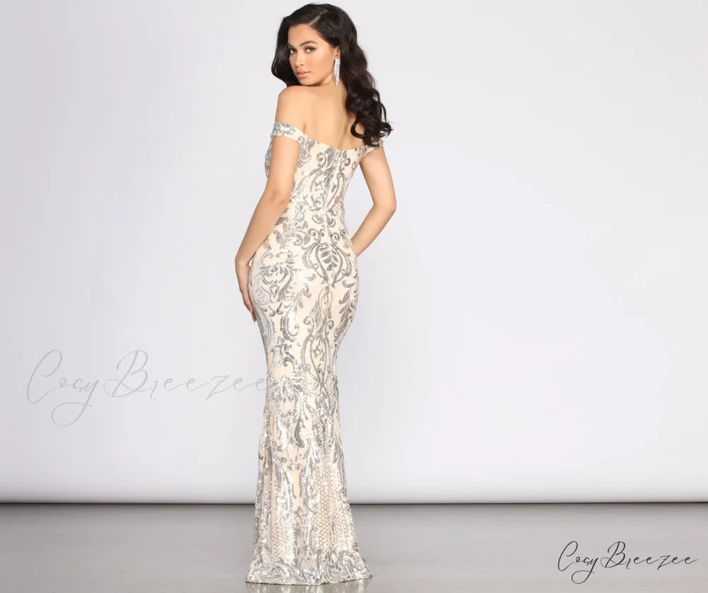 Clara Sequin Stylish Off Shoulder Dress