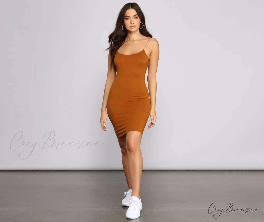 Classic Chic Scoop Charming Neck Knit Mini Dress