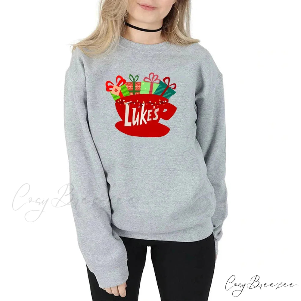 Classic Festive Vintage Show Inspired Cozy Hoodie GRAY / S