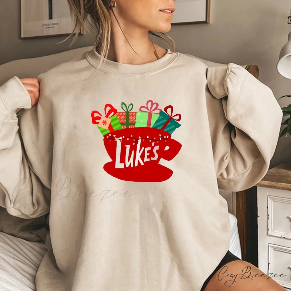 Classic Festive Vintage Show Inspired Cozy Hoodie Khaki / S
