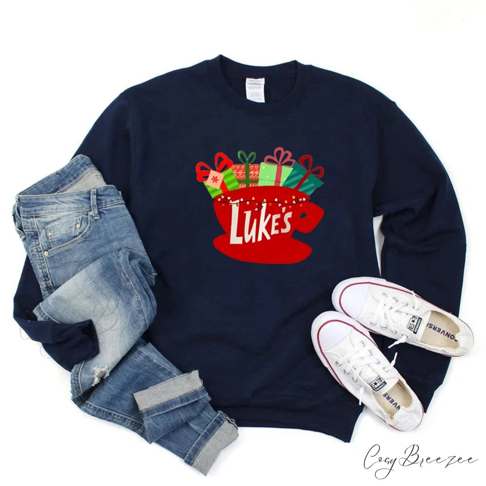 Classic Festive Vintage Show Inspired Cozy Hoodie Navy Blue / S