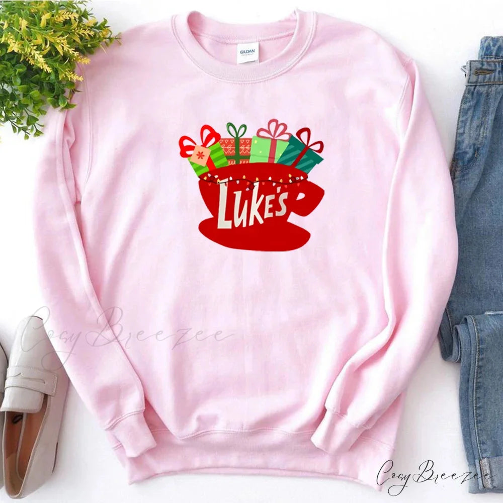Classic Festive Vintage Show Inspired Cozy Hoodie Pink / S
