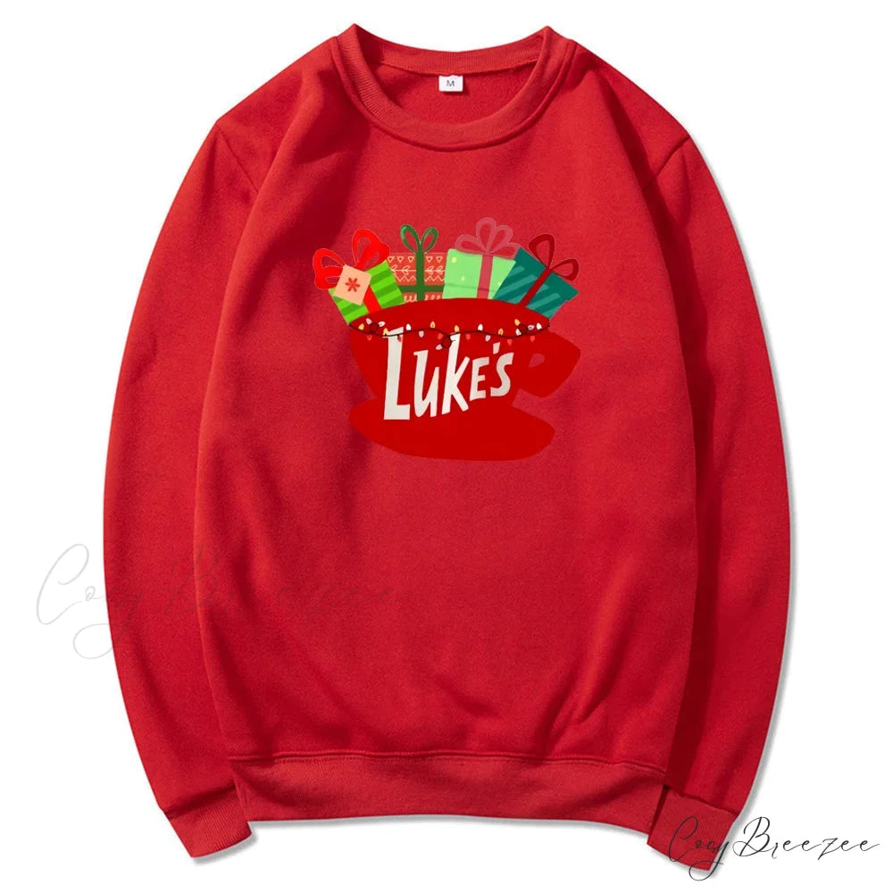 Classic Festive Vintage Show Inspired Cozy Hoodie Red / S