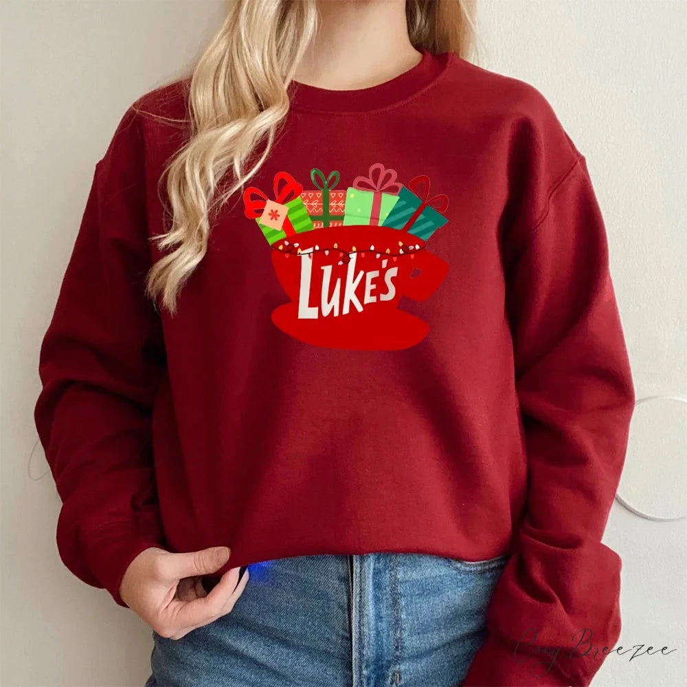 Classic Festive Vintage Show Inspired Cozy Hoodie WINE / S