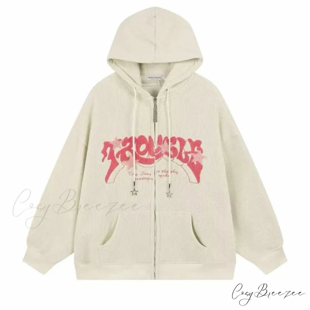 Classic Goth Corduroy Zip-Up Hoodie hoodies-241228