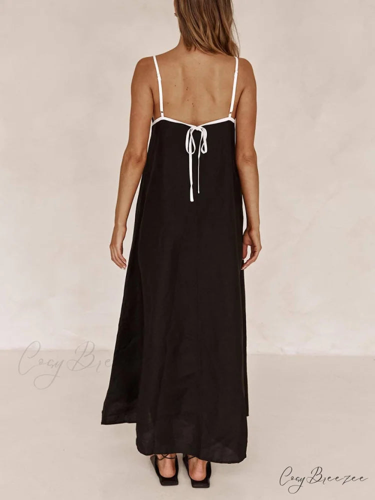 Classic Holiday Style Charming Contrasting Suspender Dress