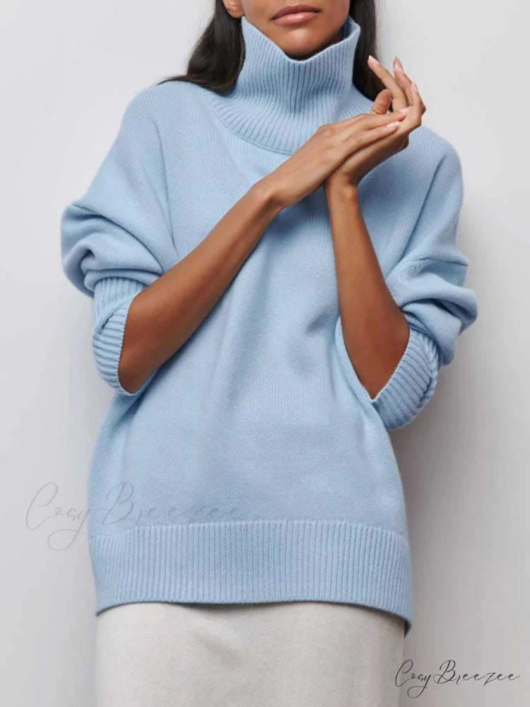 Cloudless Sky Graceful Turtleneck Oversized Sweater