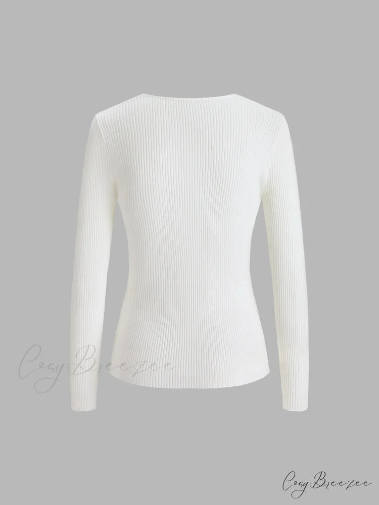 Clouds Ribbed Graceful Pullover Sweater