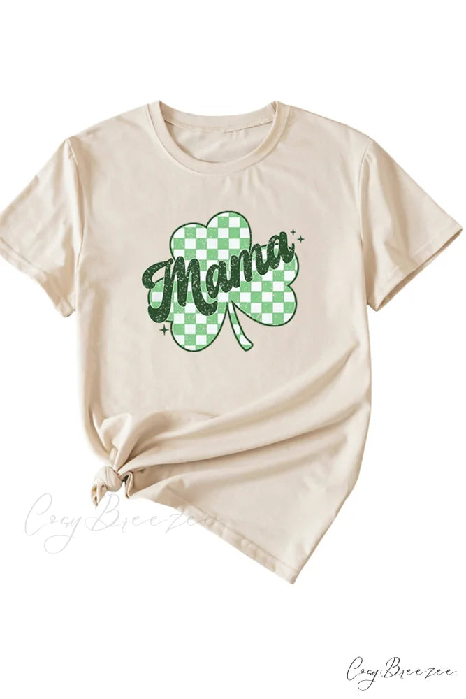 Clover Plaid Graphic Tee Beige / S