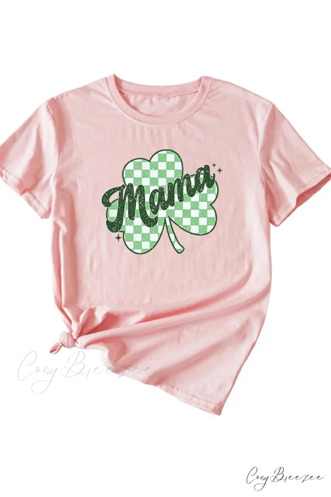 Clover Plaid Graphic Tee Pink / S
