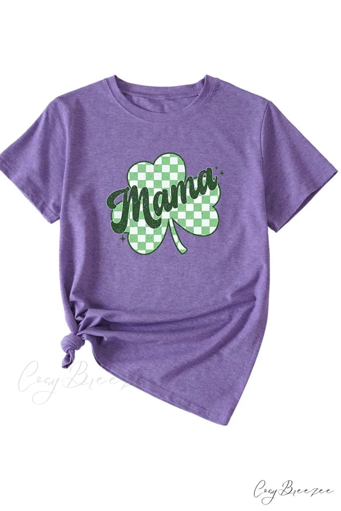 Clover Plaid Graphic Tee Purple / S