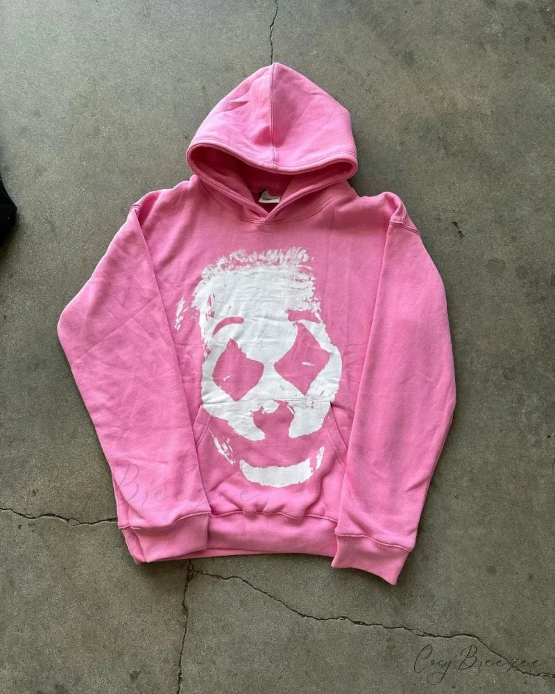 Clown Graphic Oversized Hoodie pink / S hoodies-241228