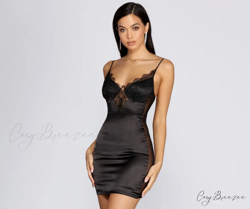 Club Cuts Stylish Satin Mini Dress MAUVE / XS