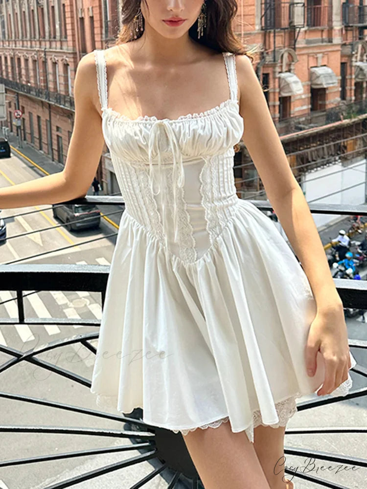 Coastal Cowgirl Lace Trendy Trim Corset Short Dress