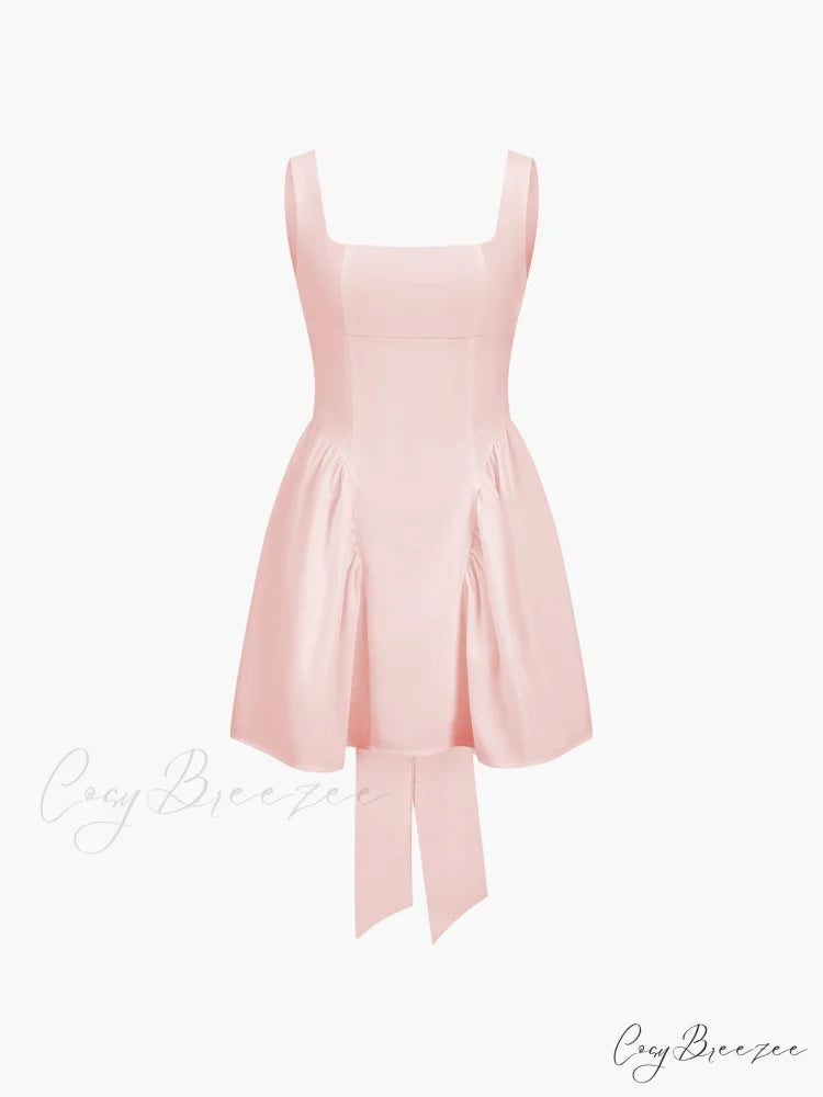 Coastal Cowgirl Open Trendy Back Zippered Short Dress Pink / XS