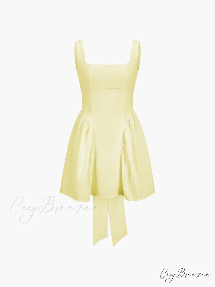 Coastal Cowgirl Open Trendy Back Zippered Short Dress Yellow / XS