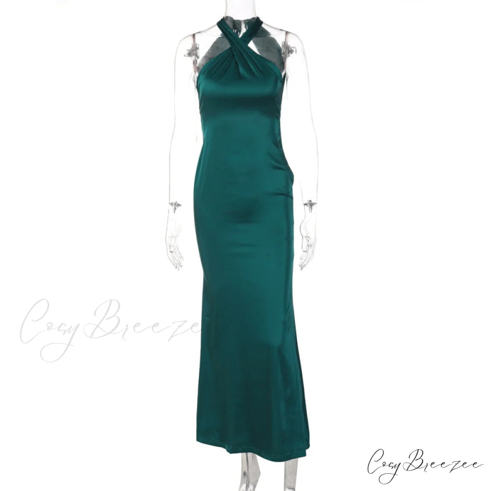 Colette Formal Swiss Charming Dot Crepe Dress GREEN / S