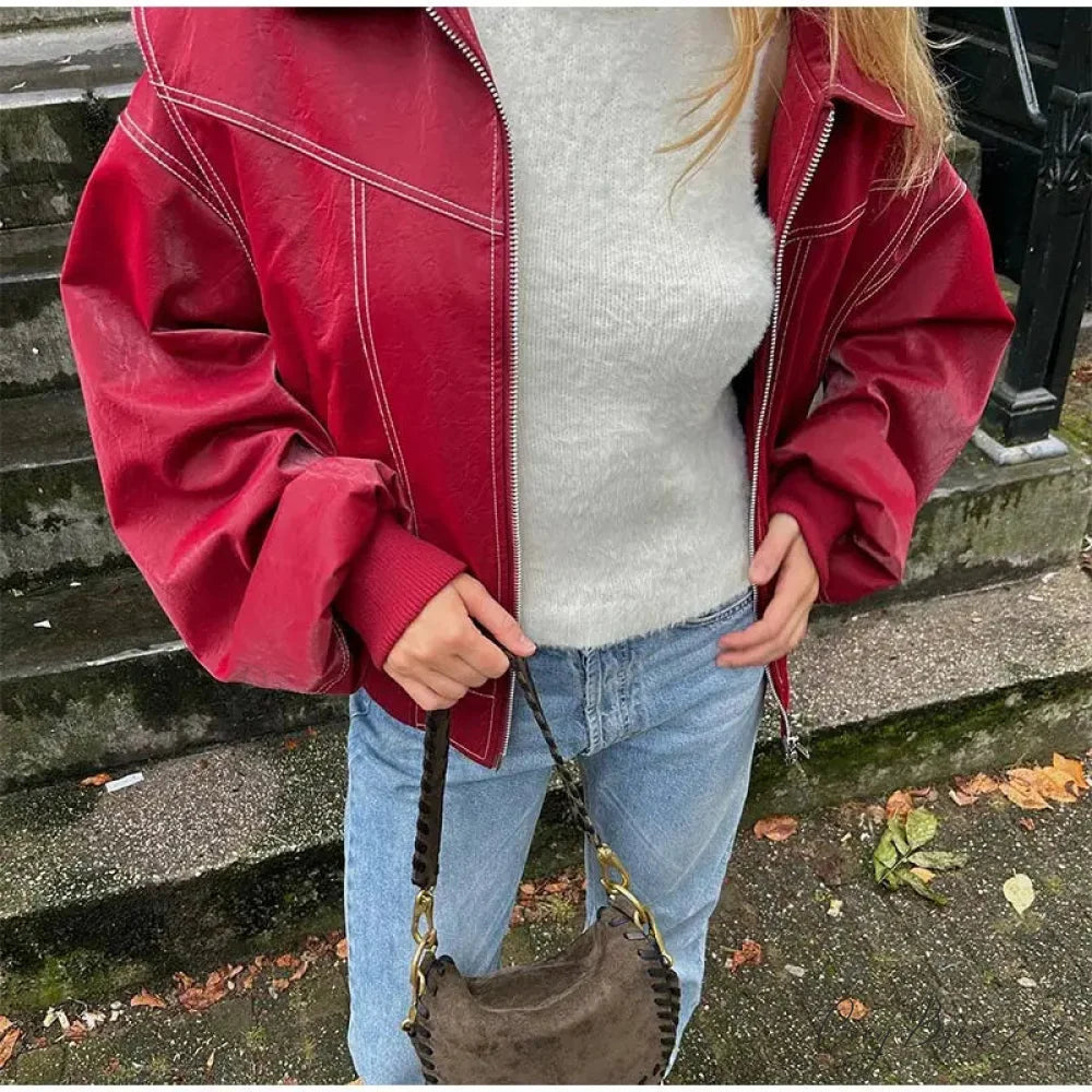 Collar Zipper Stylish Bomber Overshirt Jacket