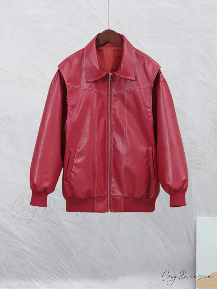 Collar Zipper Stylish Bomber Overshirt Jacket