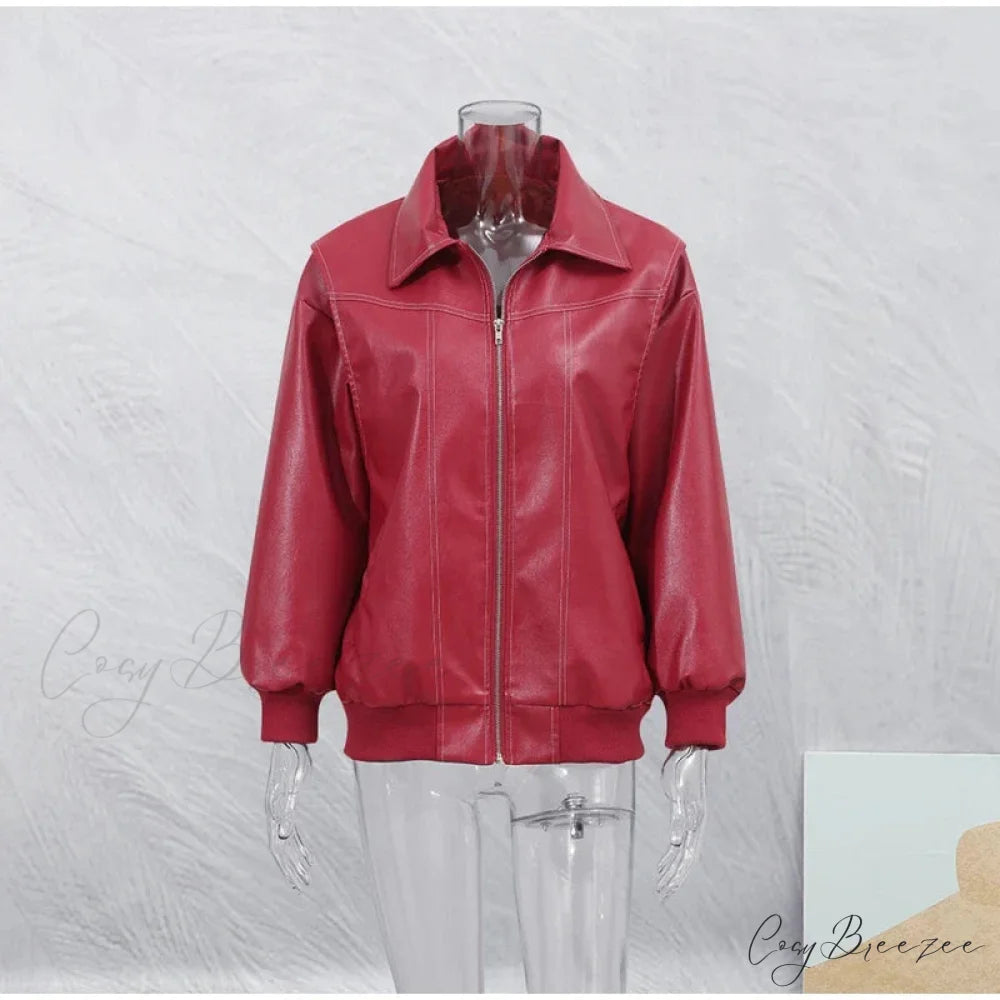 Collar Zipper Stylish Bomber Overshirt Jacket