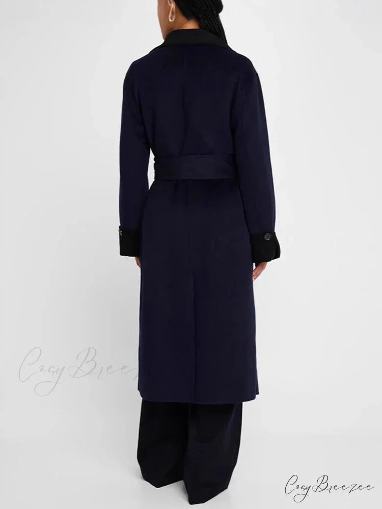 Color Lapel Slim Single-Breasted Coat overcoats-241228