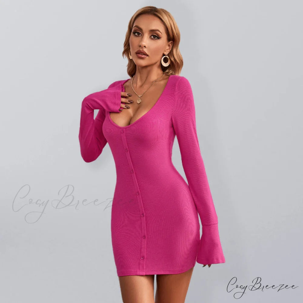 Color Sweater Cozy Mini Solid for Gown Me Keep Women Rose Red / S