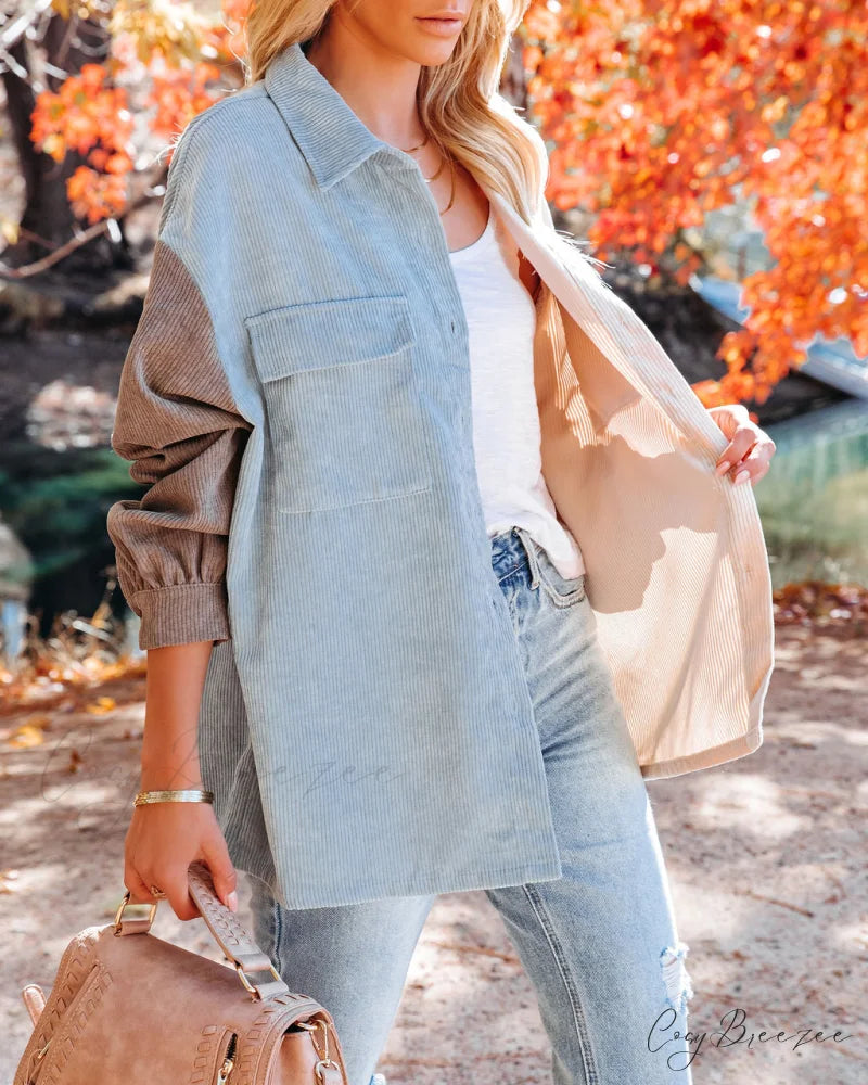 Colorblock Corduroy Shacket by Garwood