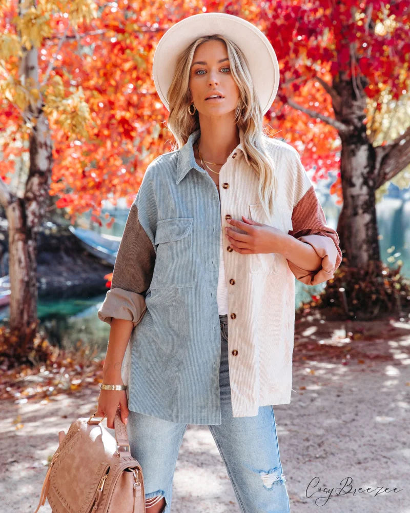 Colorblock Corduroy Shacket by Garwood