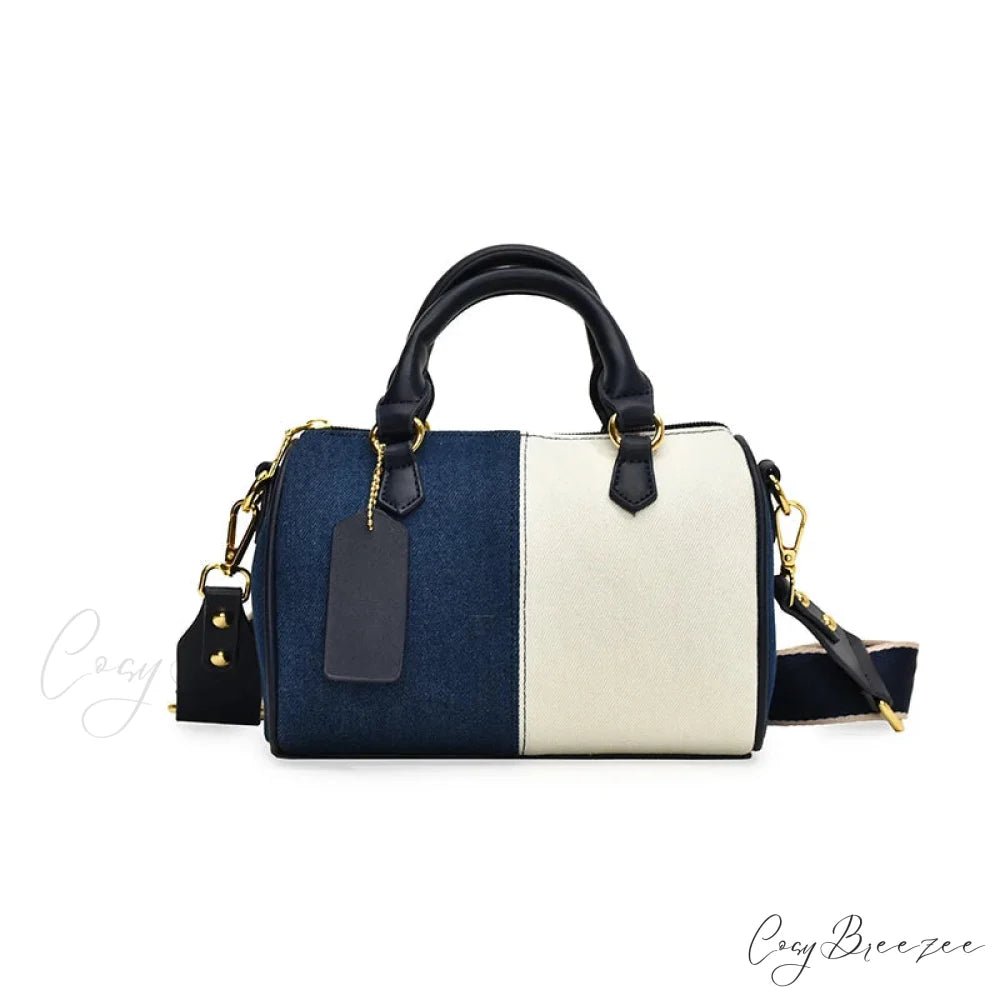 Colorblock Denim Mini Crossbody Bag Blue And White / 20.5x14x6.5cm handbag-250126