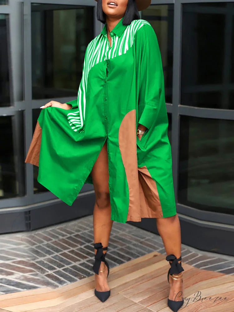 Colorblock Swing Graceful Maxi Skirt Green / S