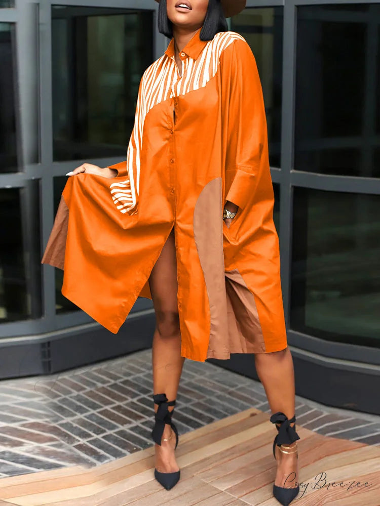 Colorblock Swing Graceful Maxi Skirt Orange / S