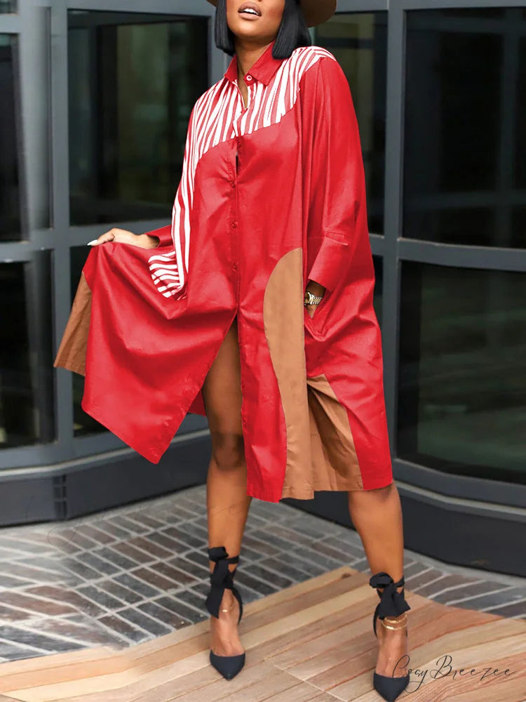 Colorblock Swing Graceful Maxi Skirt Red / S