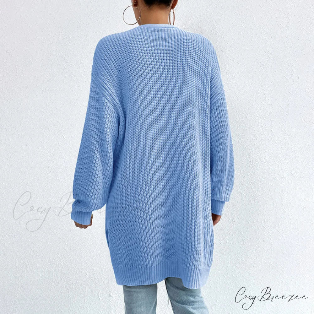 Colour Knitted Solid Cardigan