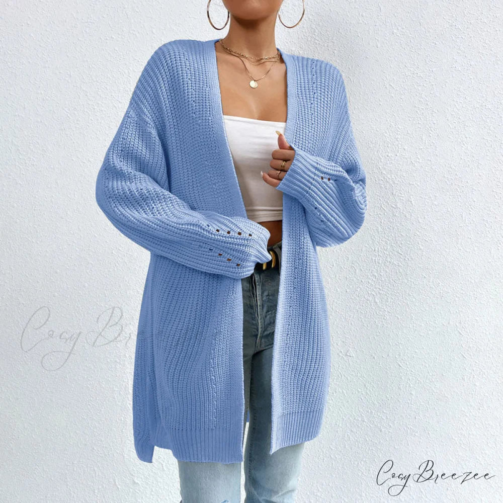 Colour Knitted Solid Cardigan